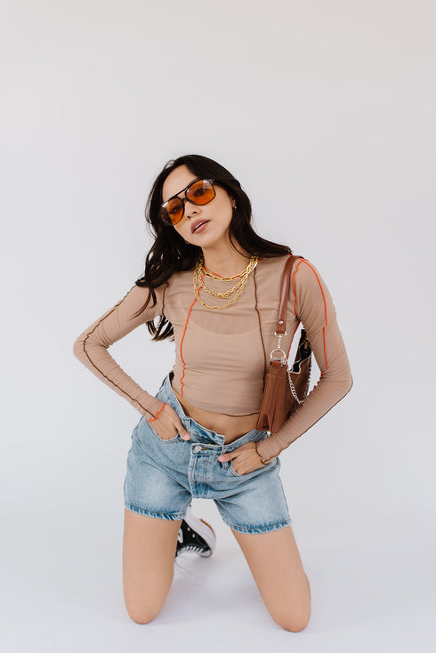 Fast Lane Mesh Top // Tan
